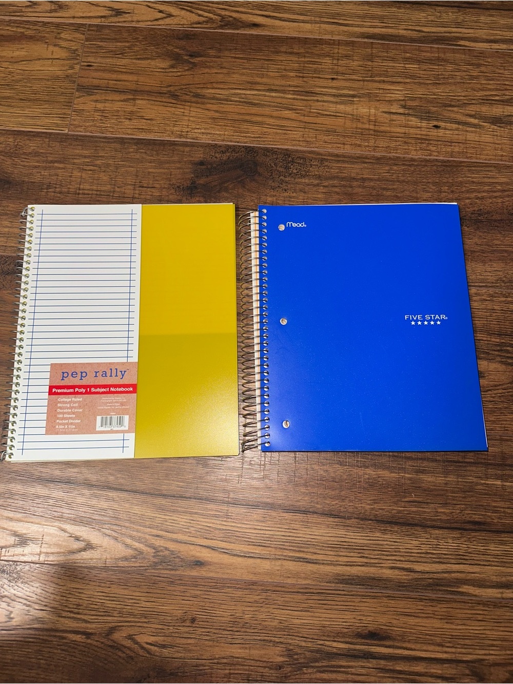 NEW Set of 2 Five Star 5-subject blue notebook and yellow 1-subject yellow